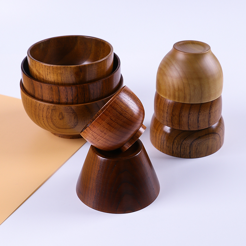 Day Style Wood Bowl Children Children Bowls Whole Wood Large Soup Noodle Bowl Sand large small and medium size suit Home combine Wooden Tableware