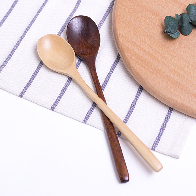 Year-end clearance creative Japanese long handle wooden rice spoon Solid wooden soup spoon Wooden tableware cooking spoon spoon spoon