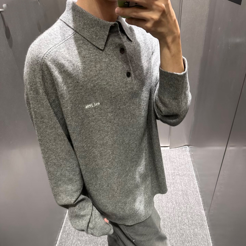 Chunyuan Ac Classic 1996 Series Wool and Yak Wool Blend Long Sleeve Knit Sweater Polo Shirt for Men and Women Trendy