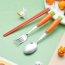 Creative carrot non-embroidered steel chopsticks spoon suit portable student tableware to work tourism household box