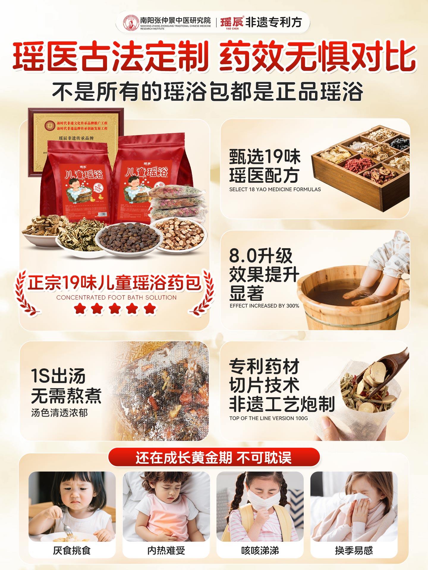Yao Bath Children's Bath and Foot Soak Medicinal Pack for Conditioning, Cold-Repelling, Steaming, Baby Hair Washing, Sanjiu Medicinal Bath Pack