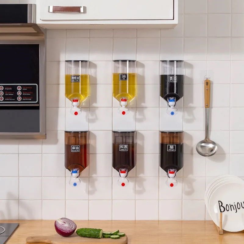 Wall-mounted oil jug home automatic inverted dosing controllable oil seasoning pot oil bottle kitchen soy sauce vinegar hanging wall large oil tank