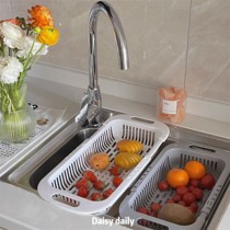 Retractable sink rack drain basket kitchen sink pool household water filter basket plastic vegetable basket washing vegetables