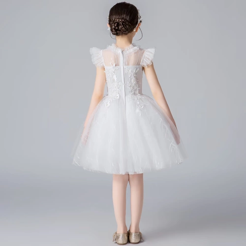 Детский наряд маленькой принцессы, белое платье девочки цветочницы, пианино, наряд для музыкальных выступлений, в западном стиле