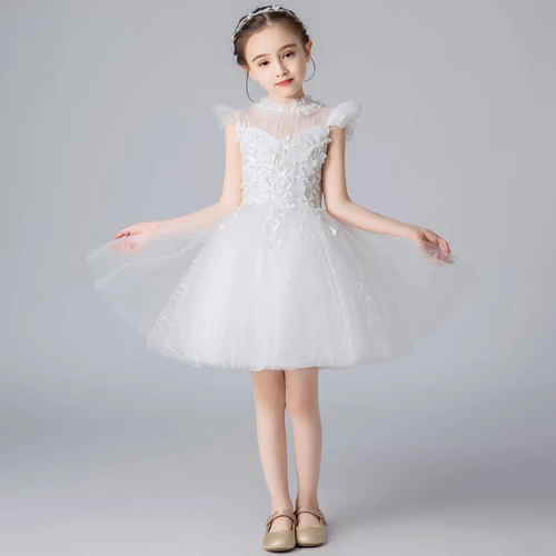 Детский наряд маленькой принцессы, белое платье девочки цветочницы, пианино, наряд для музыкальных выступлений, в западном стиле
