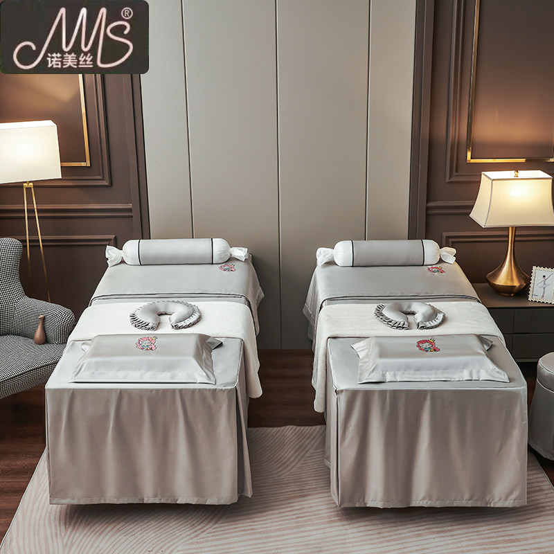 Nori Silk New Beauty Salon Bed Cover Four Sets Bed Linen Bed Cover Custom Logo Nordic Wind Massage Physiotherapy Bed Cover