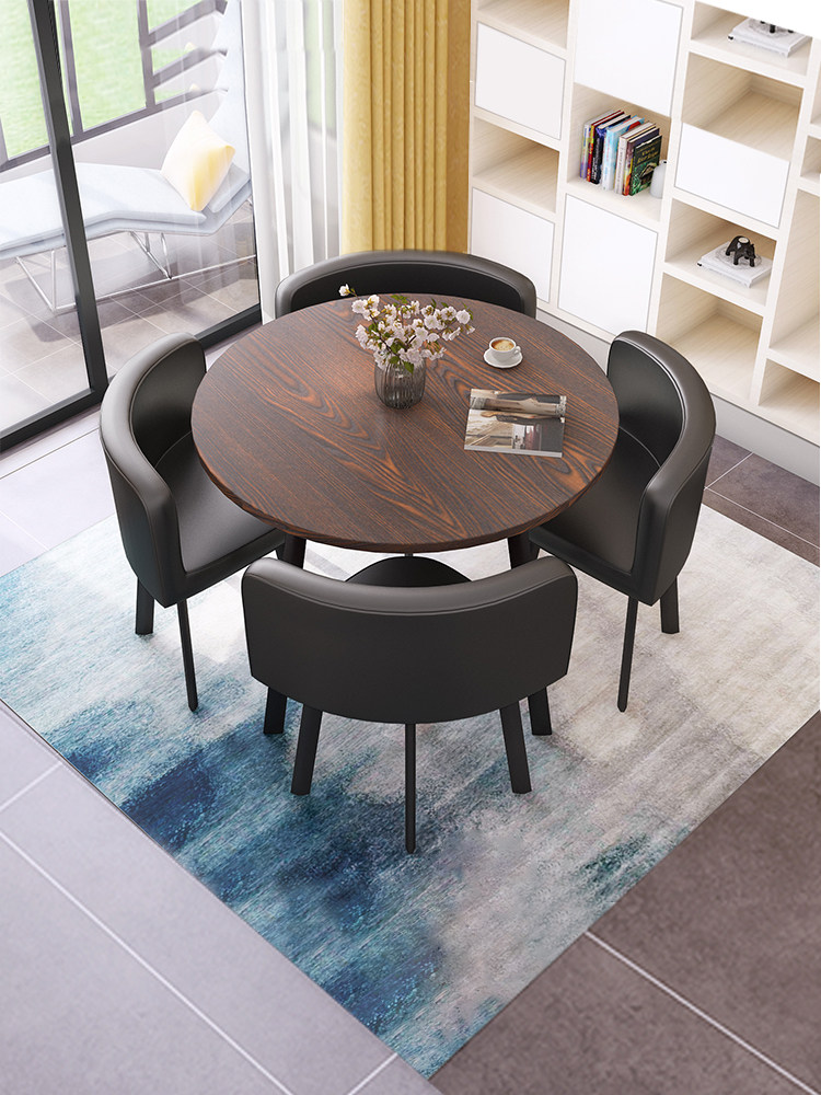 Negotiation Office Meeting Reception Brief Leisure Round Table Sample House Display Center Snack Milk Tea Shop Small Family Dining Table And Chairs Combination
