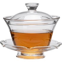 Journée de la marchandise instrumentale Journée Transparent Transparent Three Only Cover Bowl Home Tea Bowl Kongfu Tea With Hand Grip Bowl High Temperature Resistant Tea Bowl