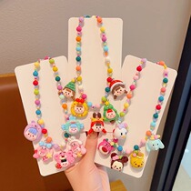 Childrens necklace girls jewelry princess chain cute cartoon little girl colorful beaded pendant baby jewelry summer