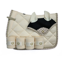 TF harness off-white checkerboard horse sweat pad set obstacle horse sweat drawer horse leggings horse leggings horse earmuffs set