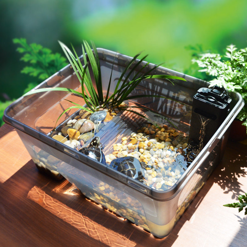 Turtle tank with sunbed landscaping villa special tank for turtle raising small, medium and large plastic raising Brazilian tortoise basin breeding box