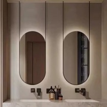 Boom oval mirror suspended mirror ceiling luminous mirror hotel and B&B bathroom mirror smart bathroom mirror