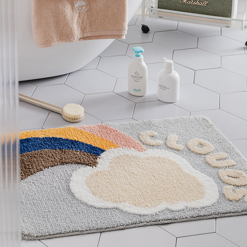 (Bruroman Rhyme) Makeup Room Ground Mat Bathroom Absorbent Cool Mat Bedroom Doorway Bathroom Anti Slip Foot Mat Door Mat