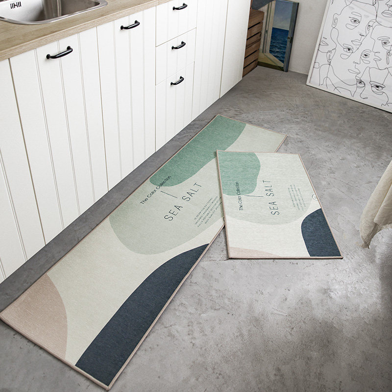 (Bruroman rhymes) suction oil suction oil kitchen ground mat anti-oil and anti-slip foot mat for entry door mat rug