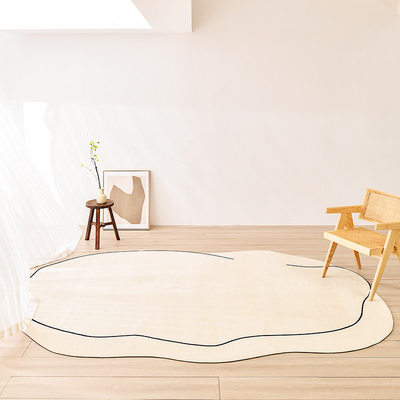 (Bruroman Yun said) Irregular oval wabi-sabi style living room carpet Nordic bedroom special-shaped Japanese floor mat