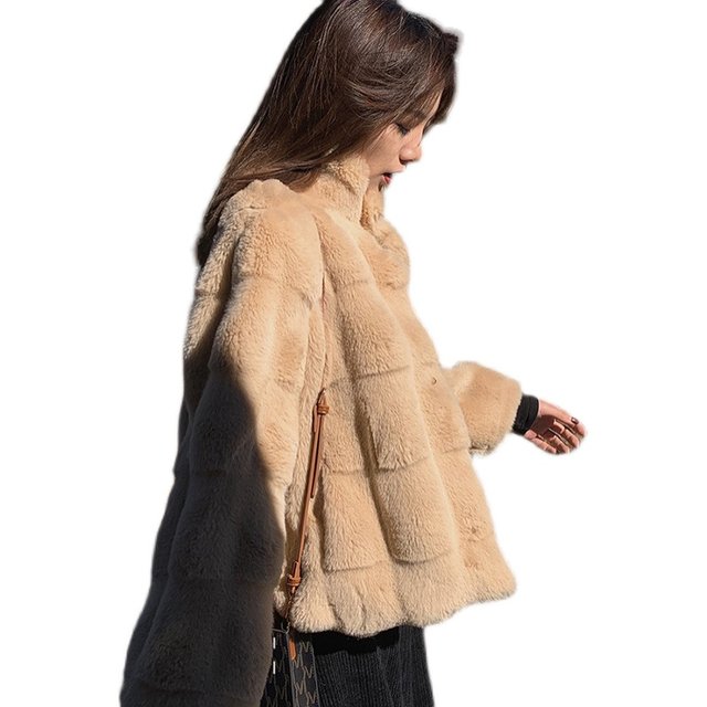 Danish mink fur coat short 2023 new women's winter imitation mink velvet young style stand collar fur top for women