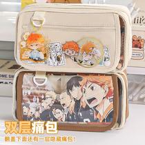 Simple large-capacity stationery pencil bag transparent pencil bag for primary school girls boys and girls three-layer pencil box design