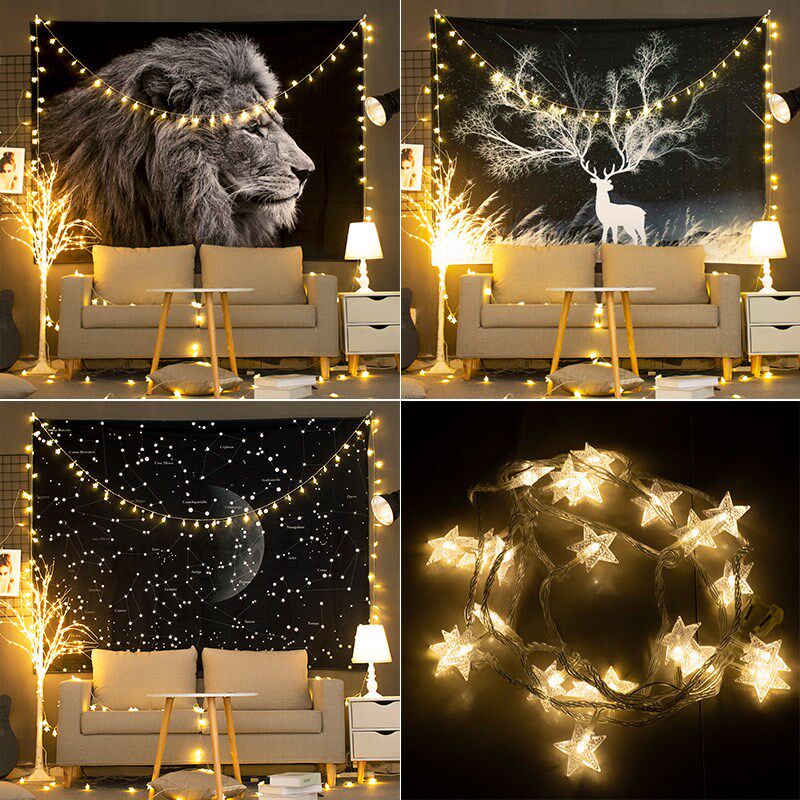 Black background cloth net red ins arranged hanging cloth live room headboard decorated starry sky lion tapestry wall cloth