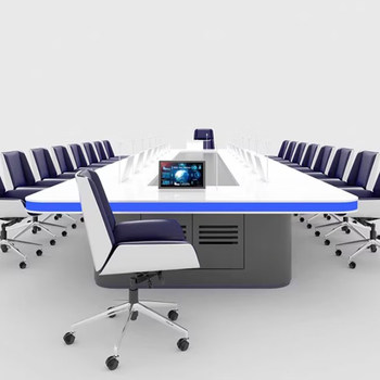 Large multi-person conference table modern paperless conference room