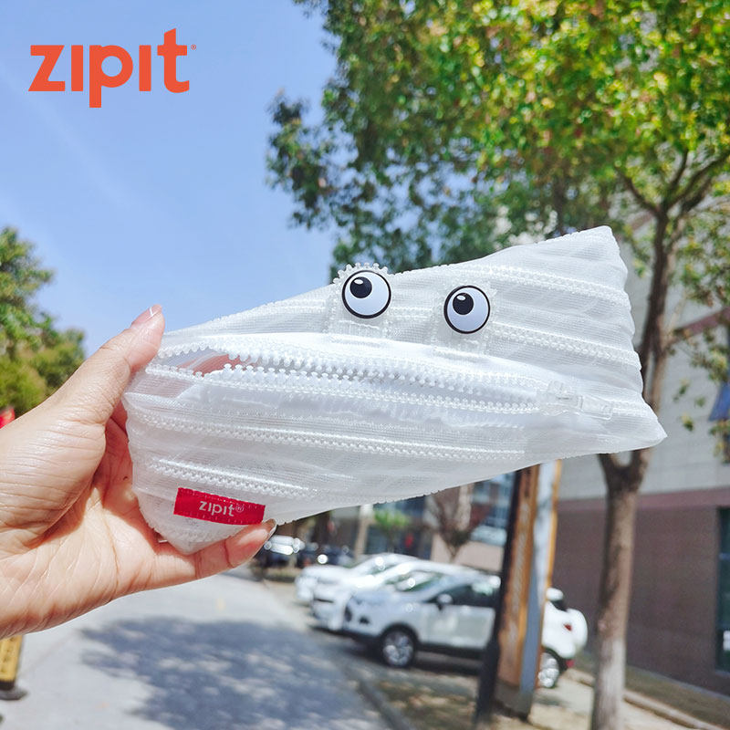 ZIPIT Classic White Fog Knight Semi Translucent Zip Pulse Pulse Bag Mengmein Student Stationery Super Capacity Festival Gift