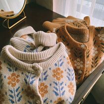 Retro Double-layer Thick Jacquard Womens New Knitted