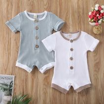 Baby Summer Clothing Newborn Ribbed Solid Romper Jumpsuit