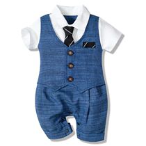 Baby Boy Clothes Summer Cotton Formal Romper Gentleman Tie