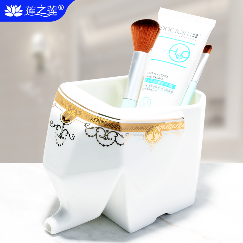Lotus Lotus Bone China Porcelain Toothbrush Rack Shelve Shelf Containing Bucket Disposal Bucket Toothpaste Co-Home Bathroom Makeup Room Suit