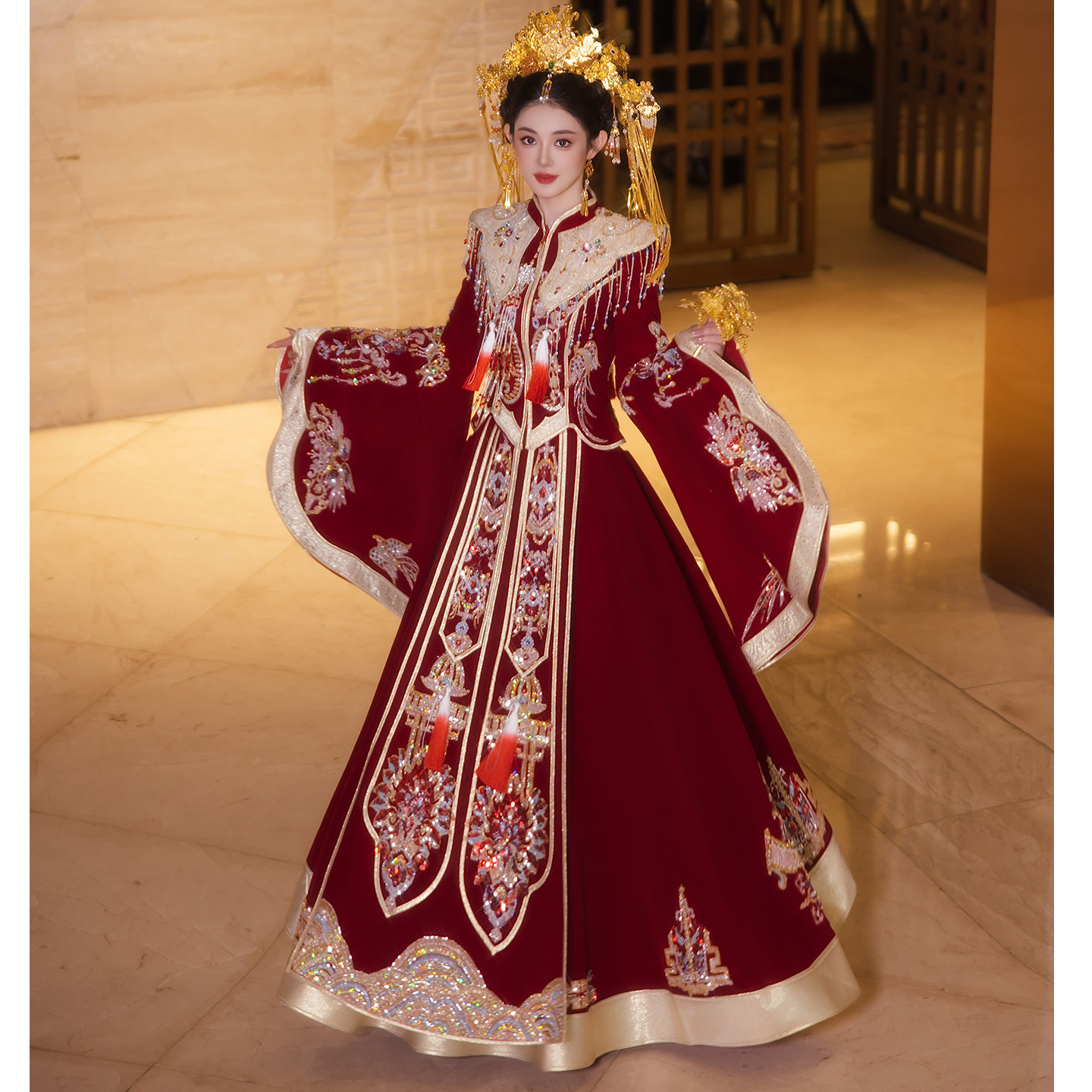 Xiuhe Clothing 2025 новая невеста Fengguanxia новое высококачественное китайское свадебное платье Hanfu heavy industry свадебное платье из шкафа для свадьбы