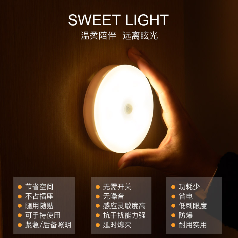 Body induction LED overall cabinet light home wardrobe gangway stairs wireless self-adhesive magnetic suction light strips ultra-thin free of installation