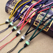 Emerald Green Jade Ring Necklace Rope Natural Emerald Jade Necklace Pendant Lanyard DIY Pure Handwoven Necklace Rope