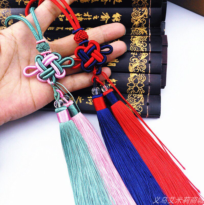 Auspicious knot two-color tassel combination diy handmade material ancient costume tassel Chinese knot craft tassel ear court