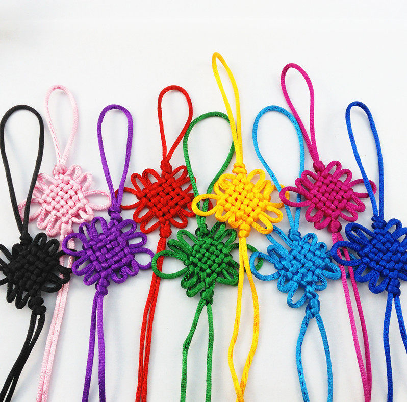 6 Discs Polyester Solid Color Chinese Knot DIY Handwoven Chinese Knot Accessories Decorative Rich Knot Tassels Hanging Tassels