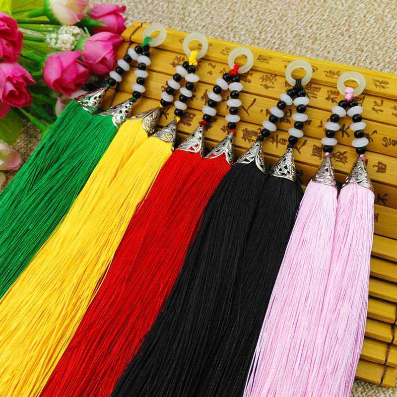 Imitation of Yuhuan twin tower tassels Hanging tassels DIY tassel beard double row vertical hanging tassels bodhi hand string tassels
