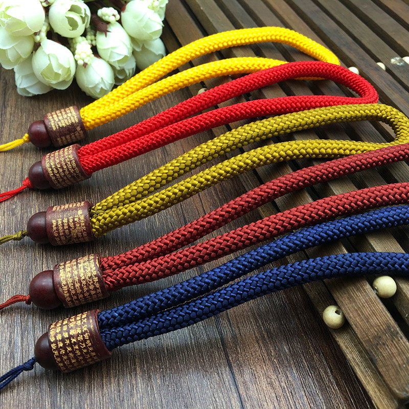 Six-character mantra handle rope handmade DIY handle piece lanyard handle piece rope acid branch wooden bead hanging rope accessories
