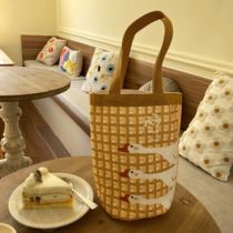 Bucket Bag Mommy Bag Cute Cartoon Printed Cylinder Handbag Handbag Handbag bag Han Wind Girl Hearts Vegetable Basket Bag