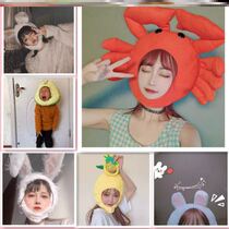 Pikachu headgear cute net red with photo props big goose crab dinosaur shark headgear pineapple fruit hat