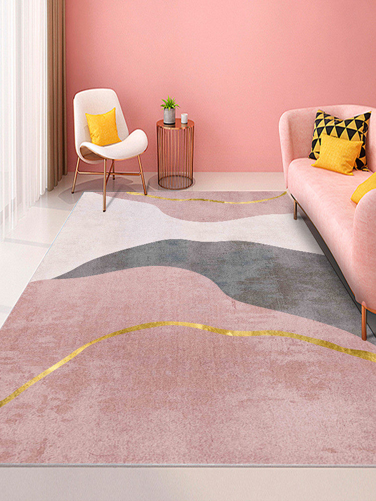 In carpet bedroom full of cute pink bed edge carpet modern minimalist living room sofa tea tablet household Nordic