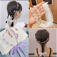 Фиолетовый кружевный цветок+хрустальная жемчужная кружевная лента