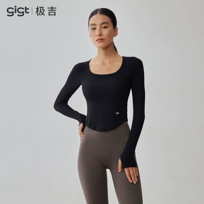 Коллекция женской одежды для йоги Jiji Yunwei 2024 новая fitness топы облегающий покрой топлистый длинный рукав спортодежда