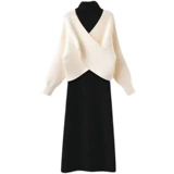 Осенний демисезонный комплект, трикотажный универсальный свитер, платье, коллекция 2023