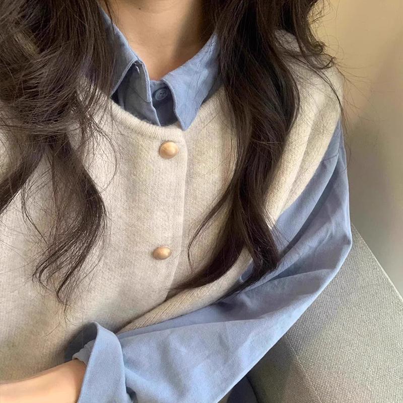Apricot-Colored Knitted Vest Cardigan for Women, Suitable for Layering in Autumn and Winter, Sweater Vest for Petite Women, Sleeveless Top