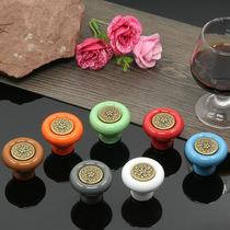 Colored ceramic handles cabinet furniture cabinet handles modern simple pastoral round single hole cabinet door drawer buckle handle