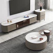 Tea table TV cabinet Composition light extravagant rock plate size circular telescopic modern debriefing table Nordic Living room ground cabinet