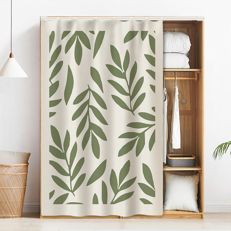 Open wardrobe shielded curtain door curtain perforated track style cabinet anti-dust pull cord curtain bookcase Decorative Curtain