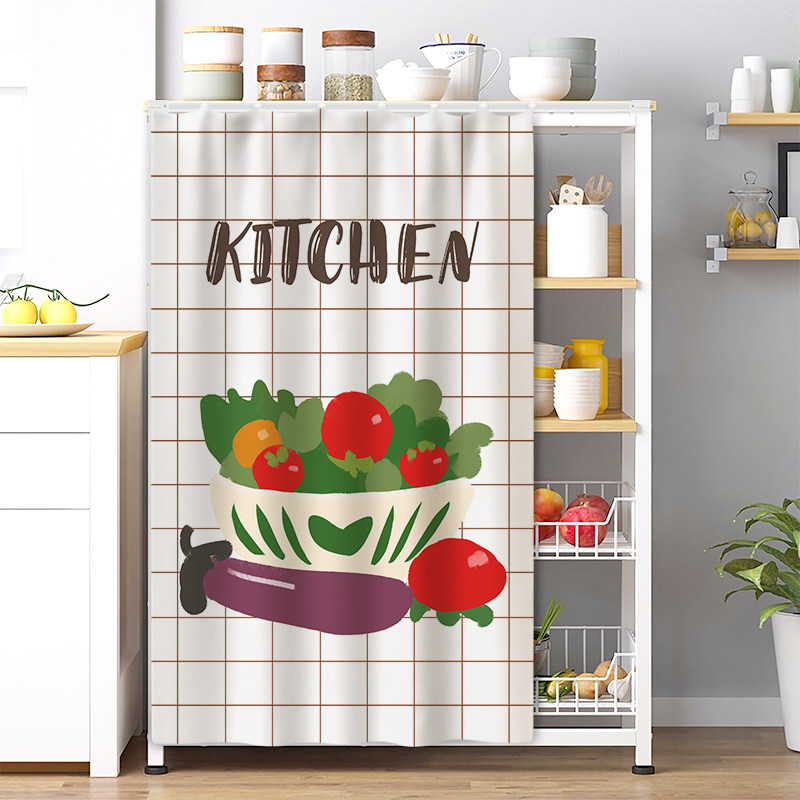 Shelf shielding curtain kitchenette Dust-proof curtain integral cabinet Inclusions Ugly cloth Curtain Cabinet Free of perforated pull-curtain