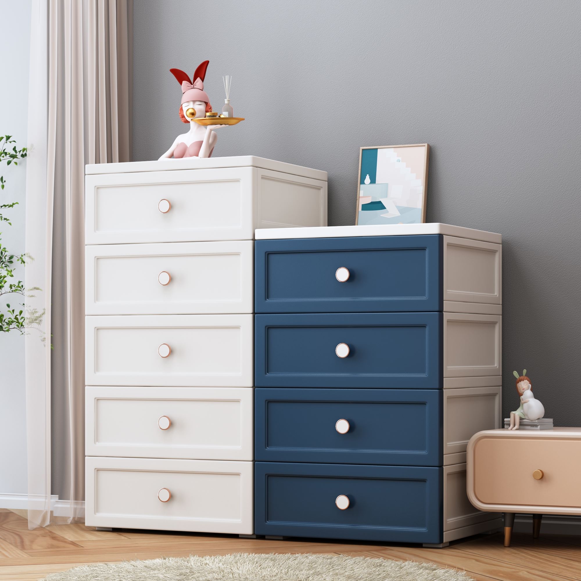 Pull-out storage box drawer-type floor-to-ceiling clothes household anti-mold and moisture-proof baby special children's five-layer storage cabinet