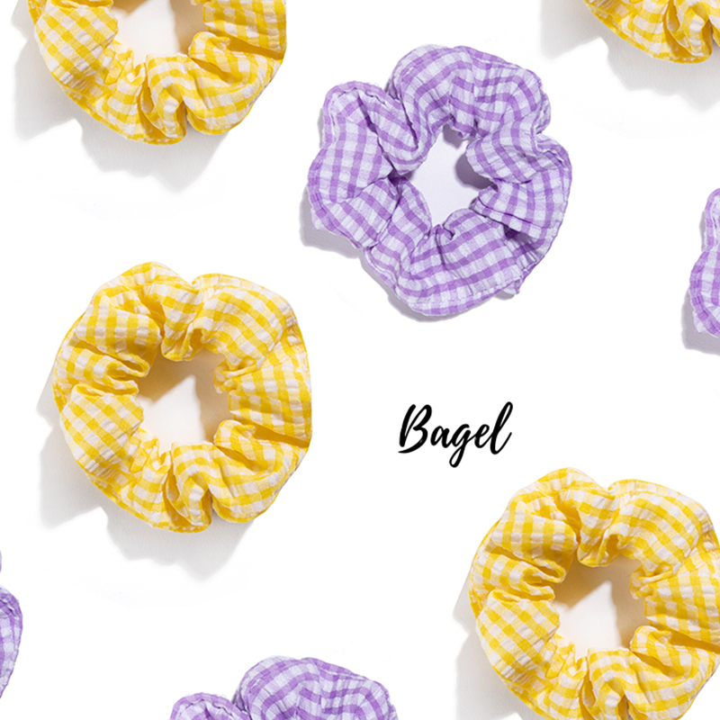BAGEL panes large intestine hair ring lemon yellow ins minimalist tying hair girls hair ropes purple leather fascia headwear rings 