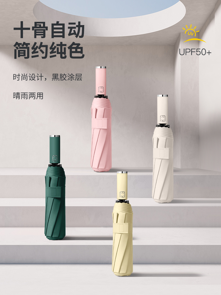 Fully automatic umbrella women's folding sun umbrella enlarged and reinforced sunny and rainy dual-use sunscreen anti-ultraviolet thickened parasol