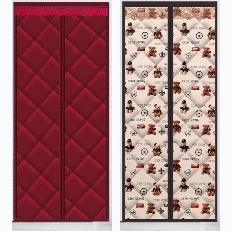 Home autumn and winter cotton curtain thickness-free magnetic suction bedroom sound insulation wind insulation and wind insulation